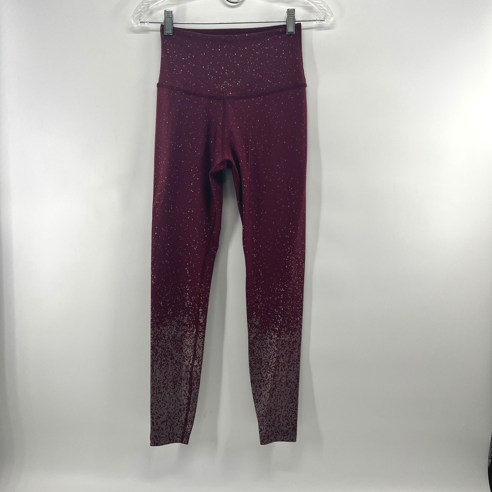 Beyond Yoga Leggings Womens M Burgundy Ombre Foil Metallic Nylon Spandex